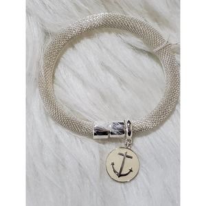 NWOT Women's Jewelry Silvertone Round Shape Mesh Anchor Charm Bracelet